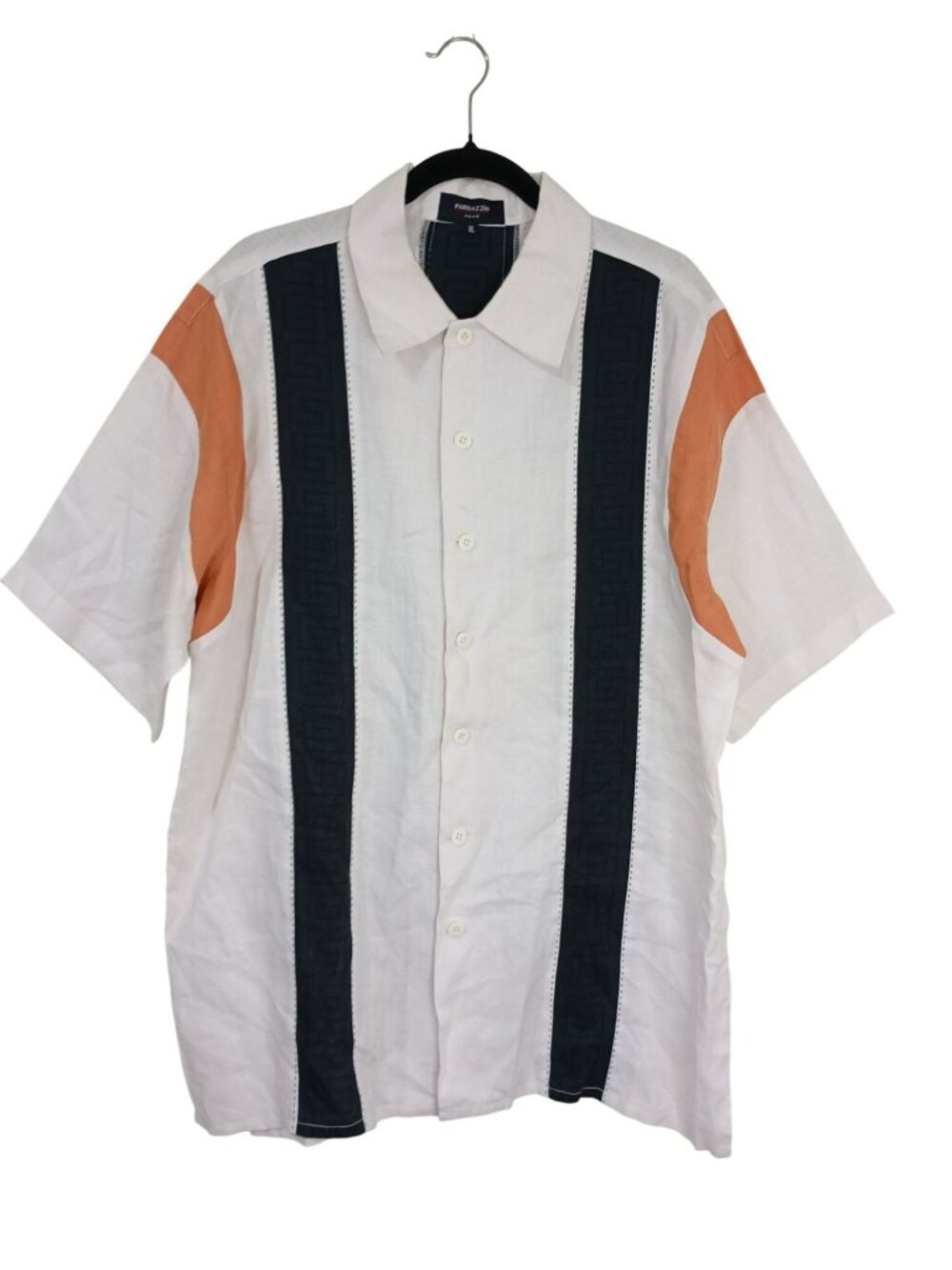 Pardazzio Uomo Mens Size XL Linen Shirt Panels Button-Down Geometric Design